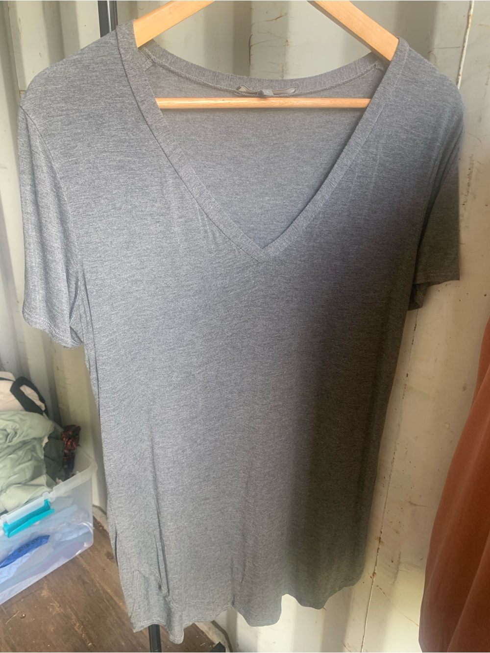 Women's V-Neck Tunic Top - Gray